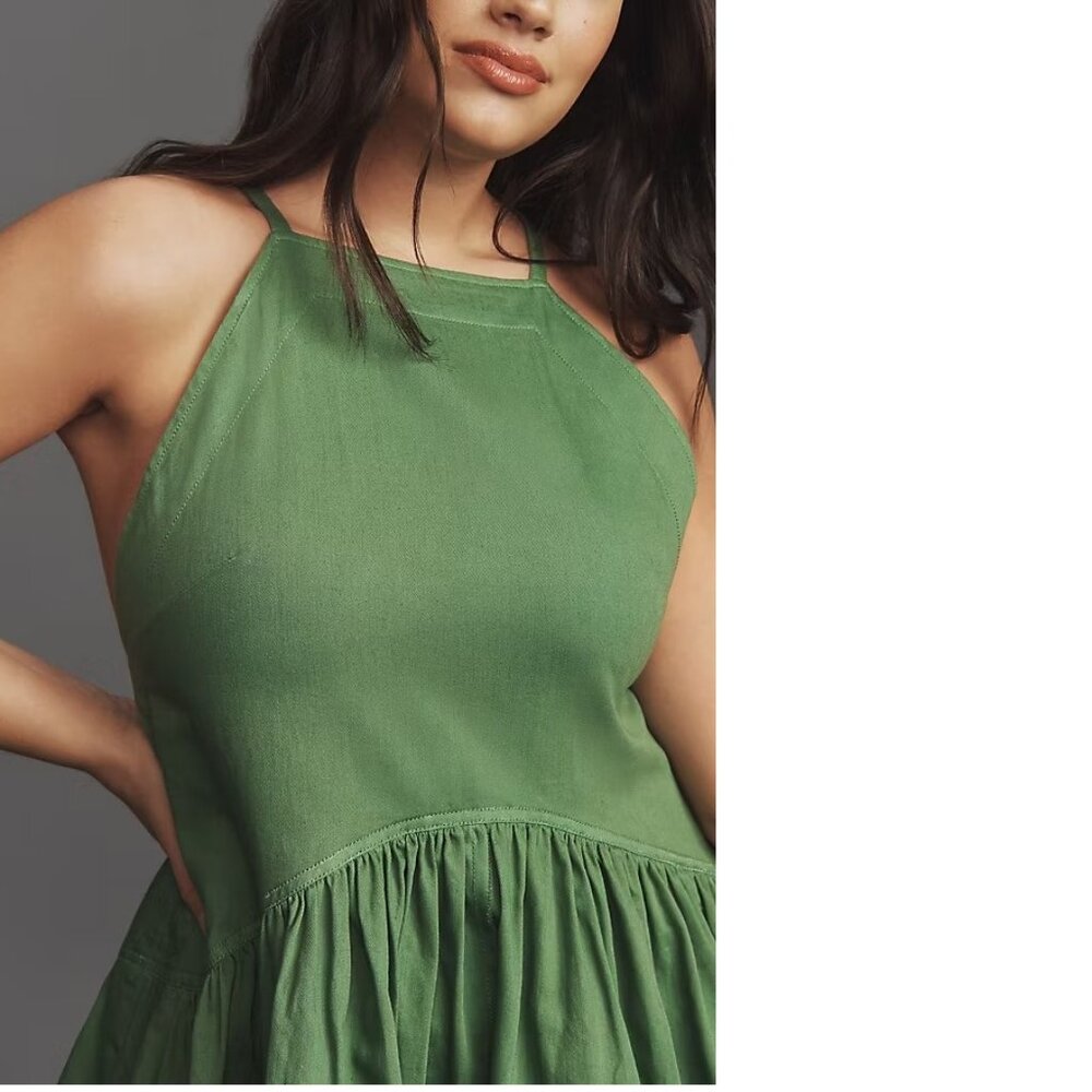 NEW Anthropologie The Kyla Flounce Mini Dress by Pilcro​ SIZE LP PL  NWT green - Picture 3 of 7